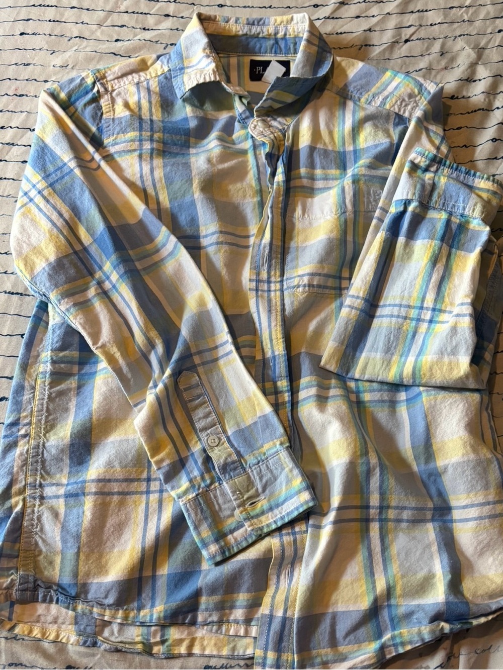 Place Boys Plaid Button-Down Shirt - Blue & Yellow